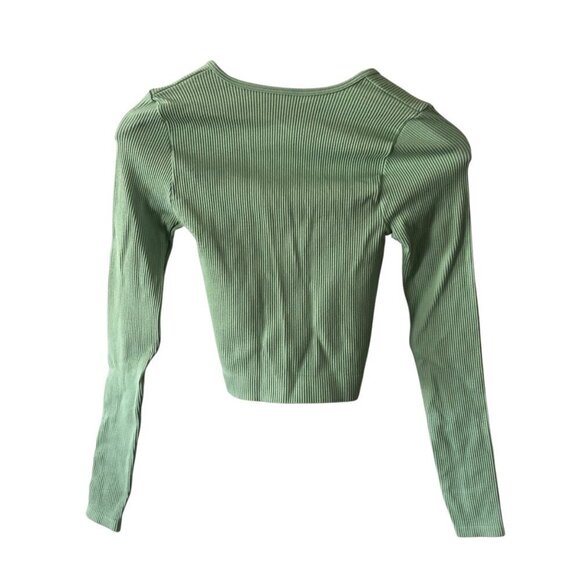 URBAN OUTFITTERS Out From Under Women's Crop Top Green Long Sleeve Size SP - Picture 2 of 5